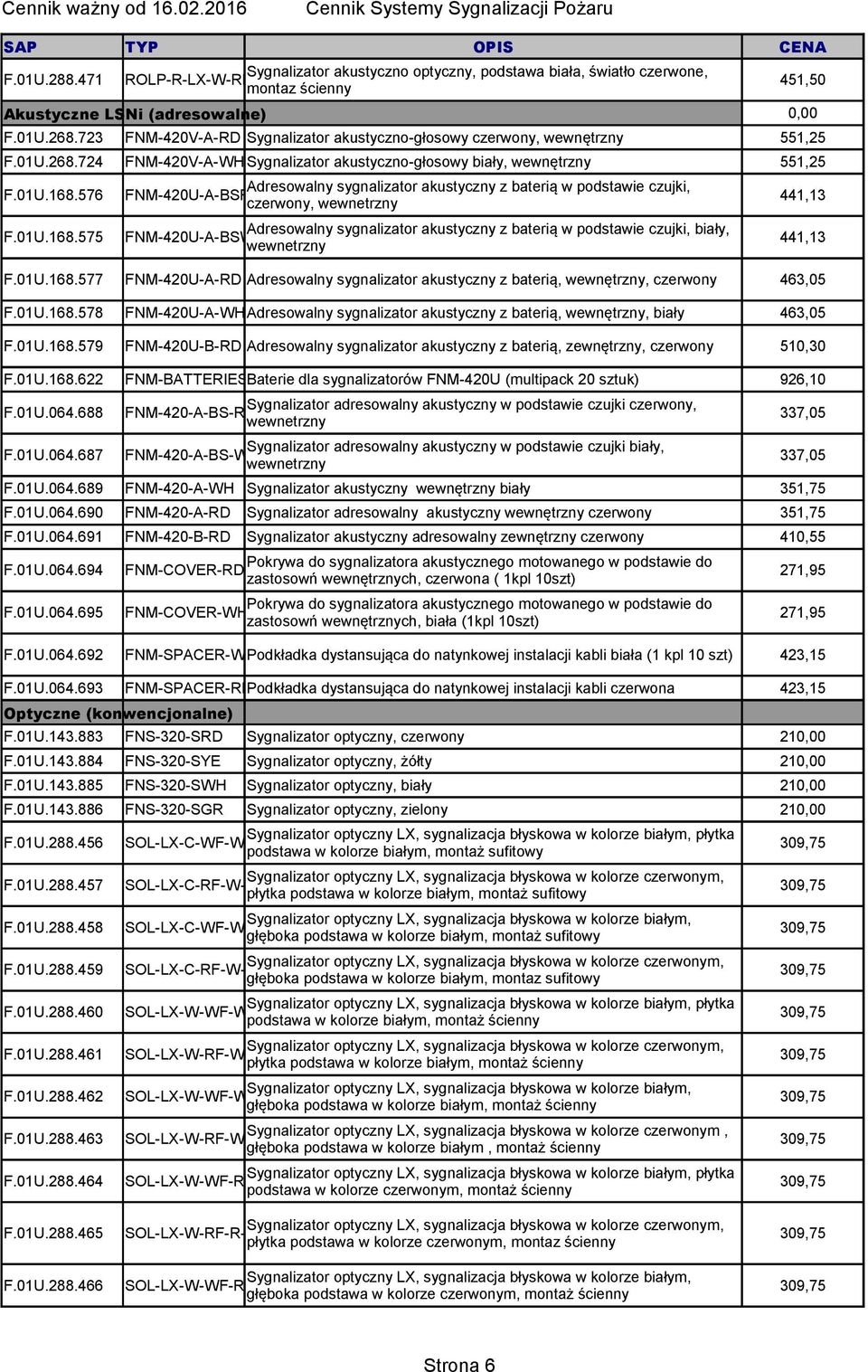576 Adresowalny sygnalizator akustyczny z baterią w podstawie czujki, FNM-420U-A-BSR czerwony, wewnetrzny 441,13 F.01U.168.