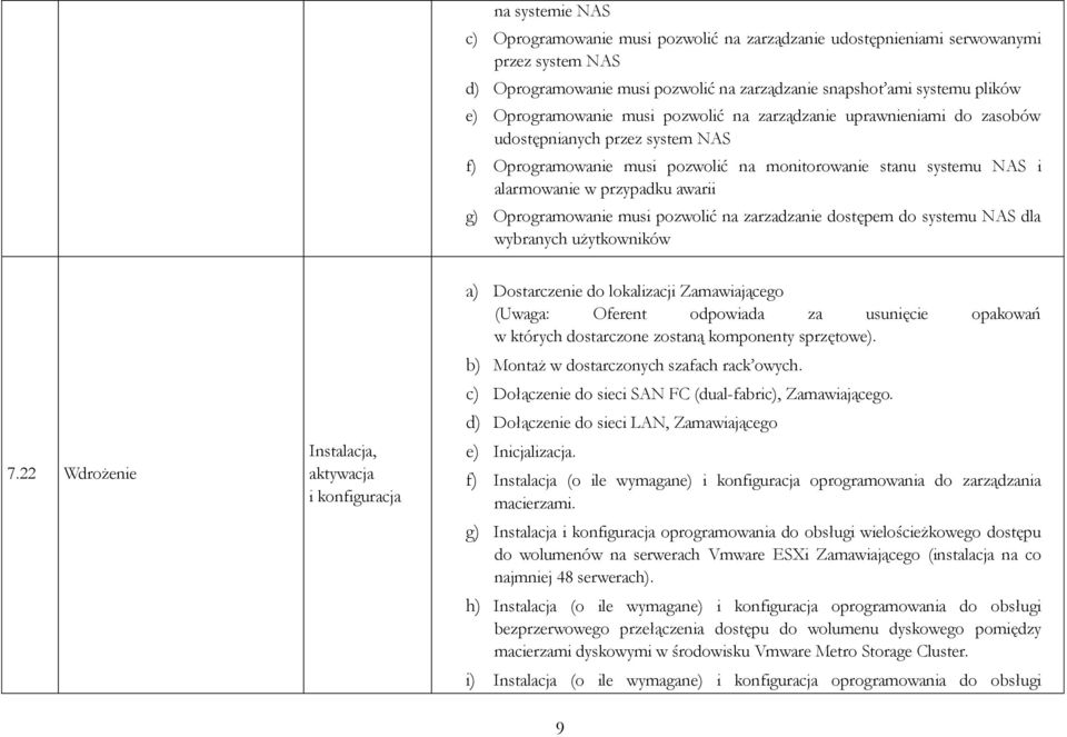 awarii g) Oprogramowanie musi pozwolić na zarzadzanie dostępem do systemu NAS dla wybranych użytkowników 7.