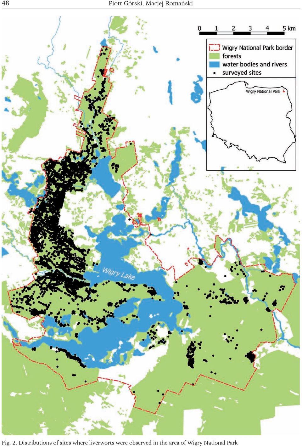 Distributions of sites where