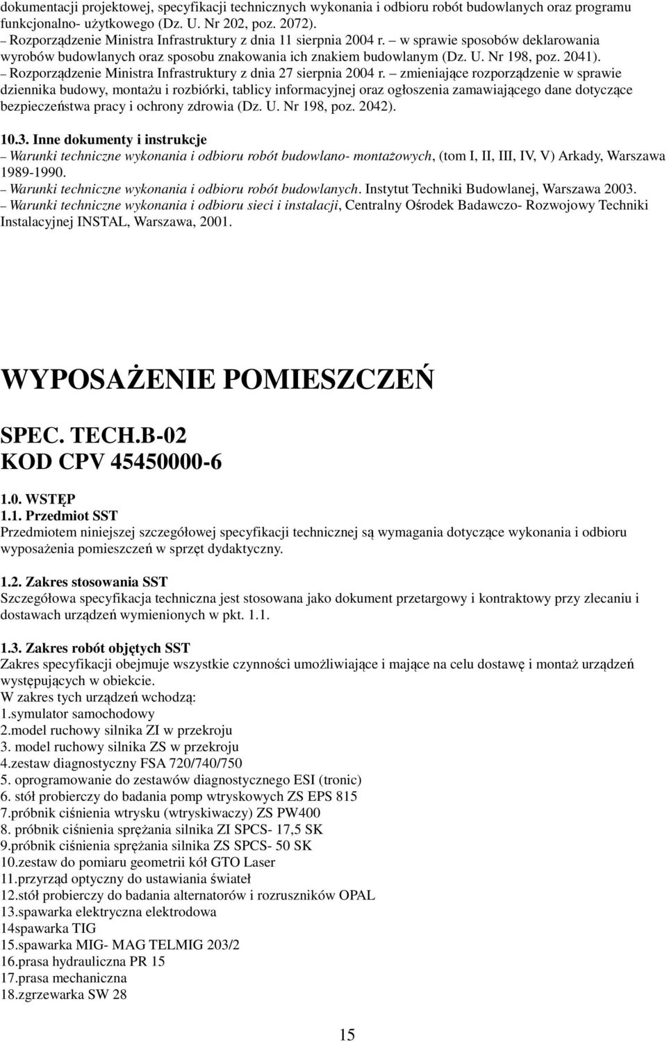 Rozporządzenie Ministra Infrastruktury z dnia 27 sierpnia 2004 r.