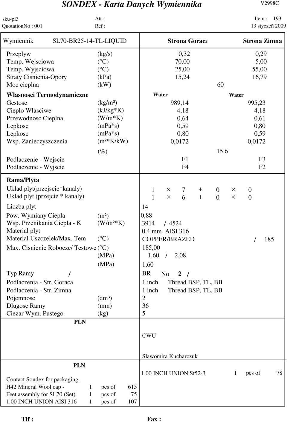 Cisnienie Robocze/ Testowe 7 + 6 + 4,88 394 / 4524.