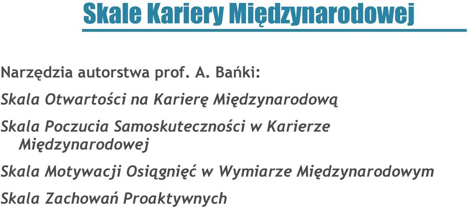 Poczucia Samoskuteczności w Karierze Międzynarodowej Skala