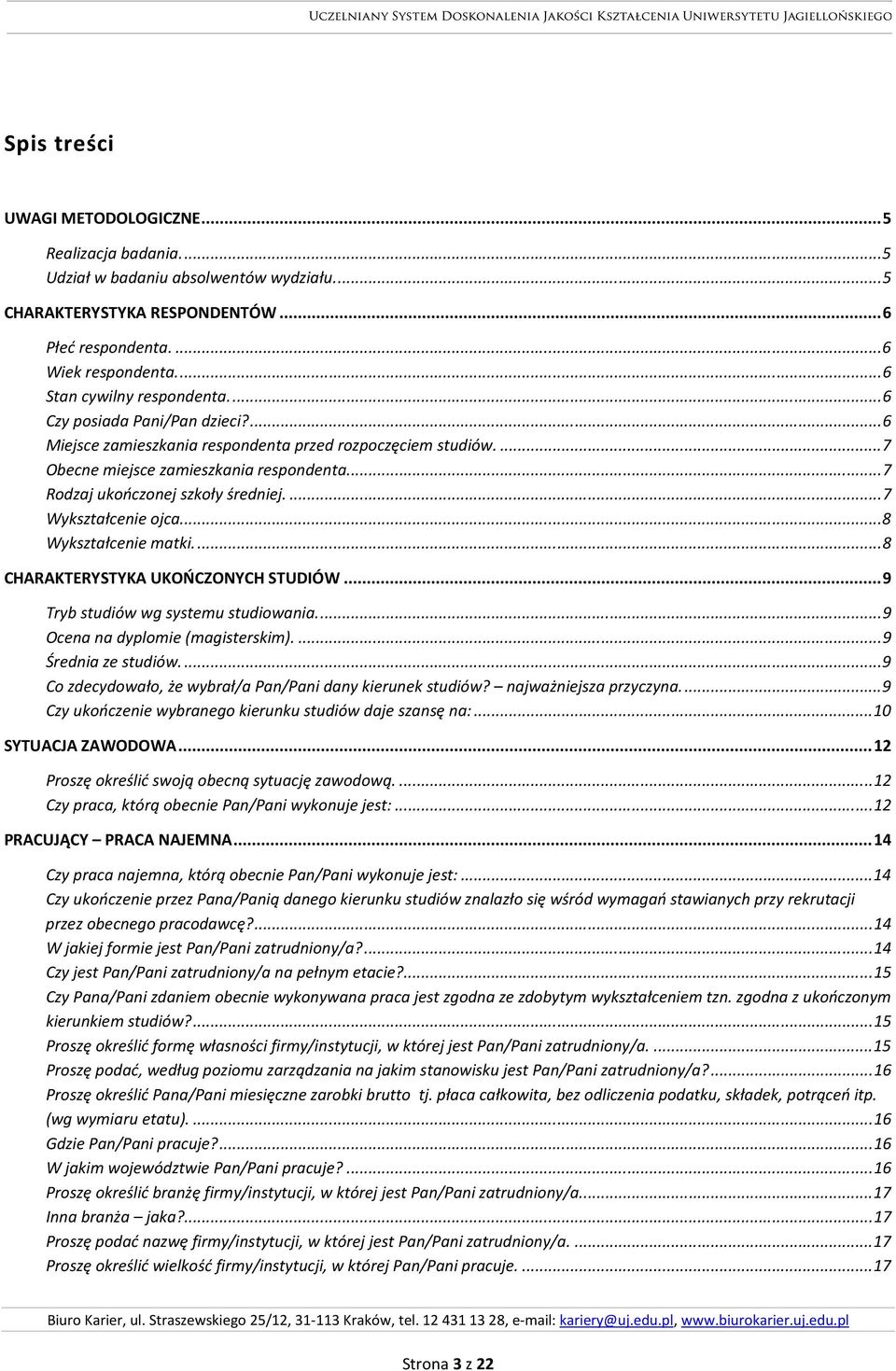 ..7 Rodzaj ukończonej szkoły średniej....7 Wykształcenie ojca...8 Wykształcenie matki...8 CHARAKTERYSTYKA UKOŃCZONYCH STUDIÓW...9 Tryb studiów wg systemu studiowania.