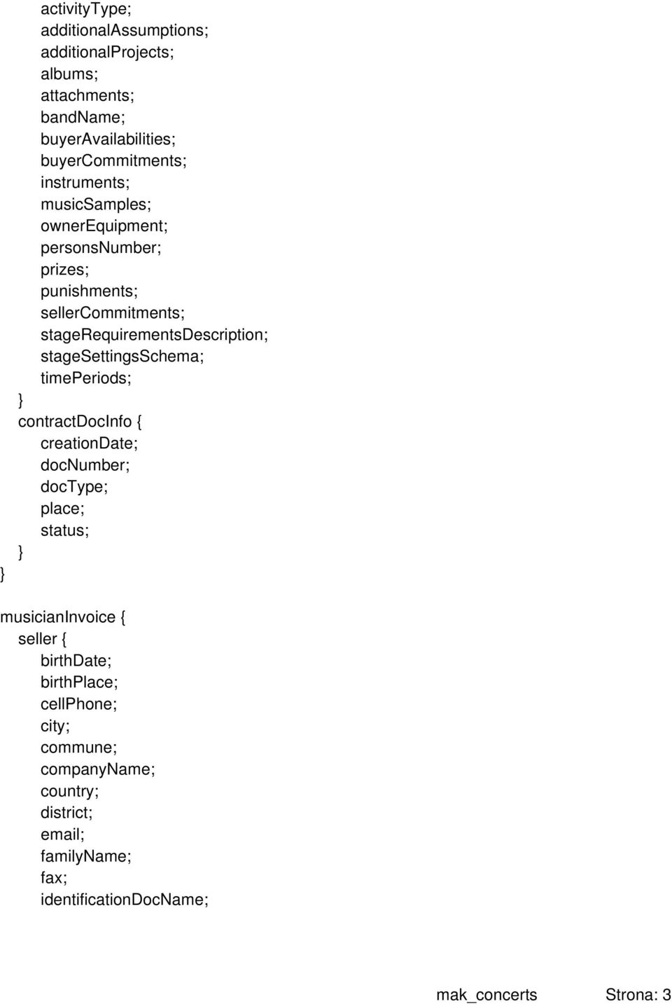 stagesettingsschema; timeperiods; } contractdocinfo { creationdate; docnumber; doctype; place; status; } musicianinvoice { seller {
