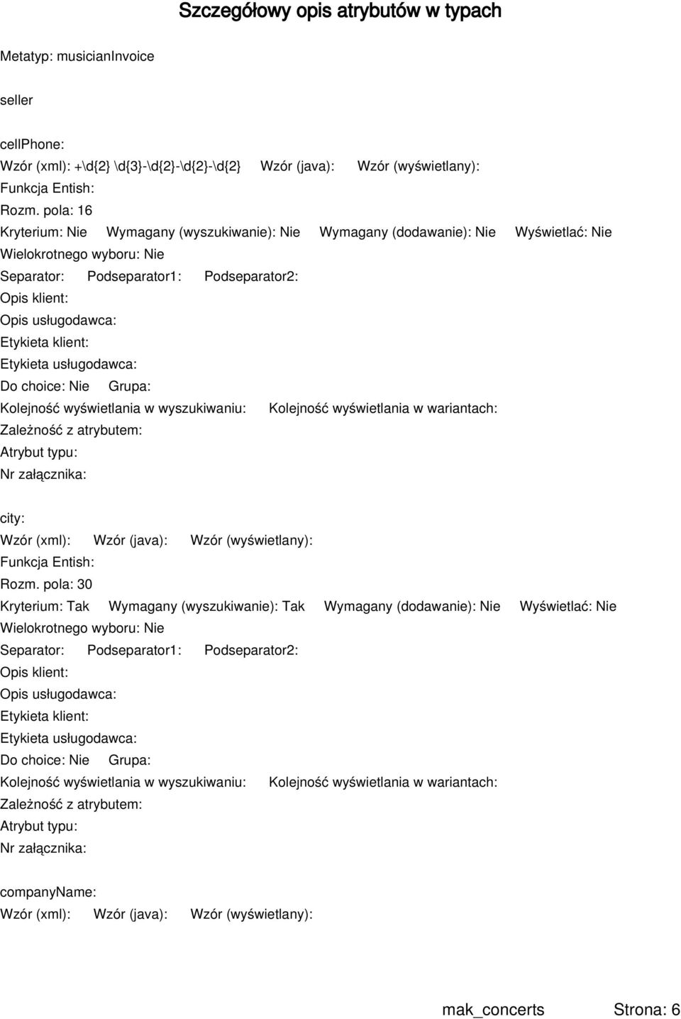 pola: 16 Kolejność wyświetlania w wyszukiwaniu: Kolejność wyświetlania w wariantach: city: Rozm.