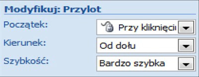 Klikamy w niej na Dodaj efekt. Ponieważ ustalamy animację początkową, klikamy na Wejście i na liście wskazujemy wybrany efekt, na przykład Przylot.