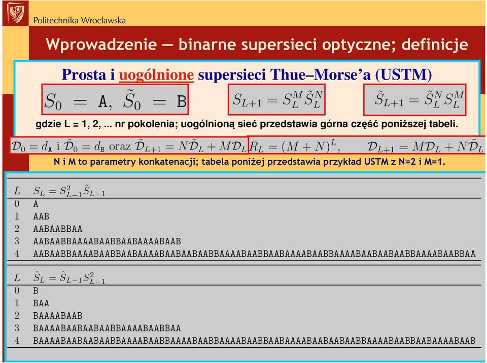 .. nr pokolenia; uogólnioną sieć przedstawia górna część poniŝszej
