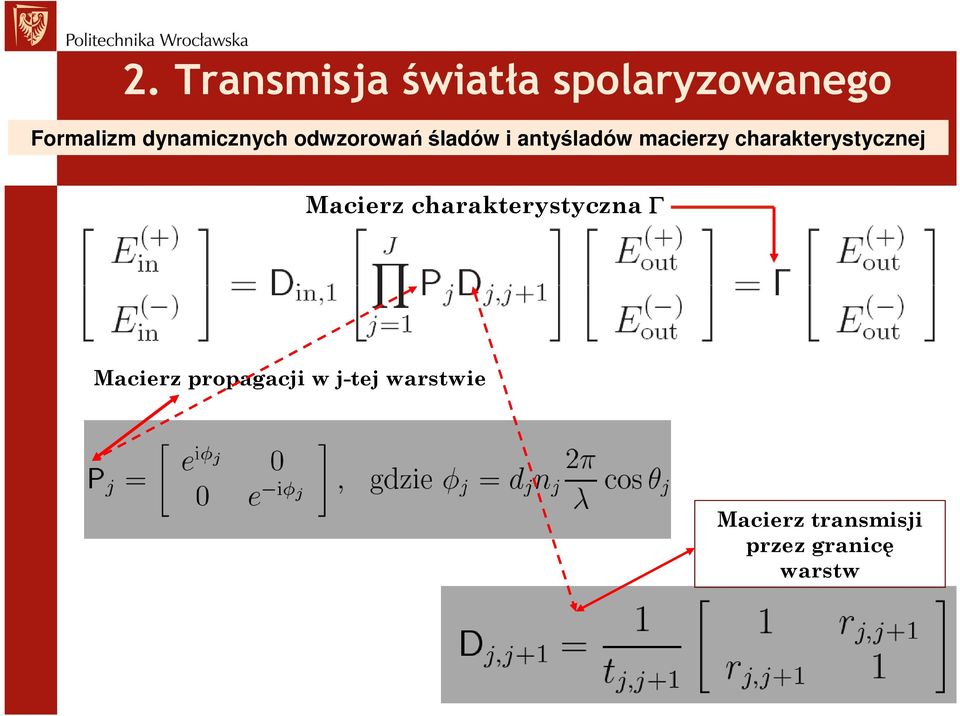 charakterystycznej Macierz charakterystyczna Γ Macierz