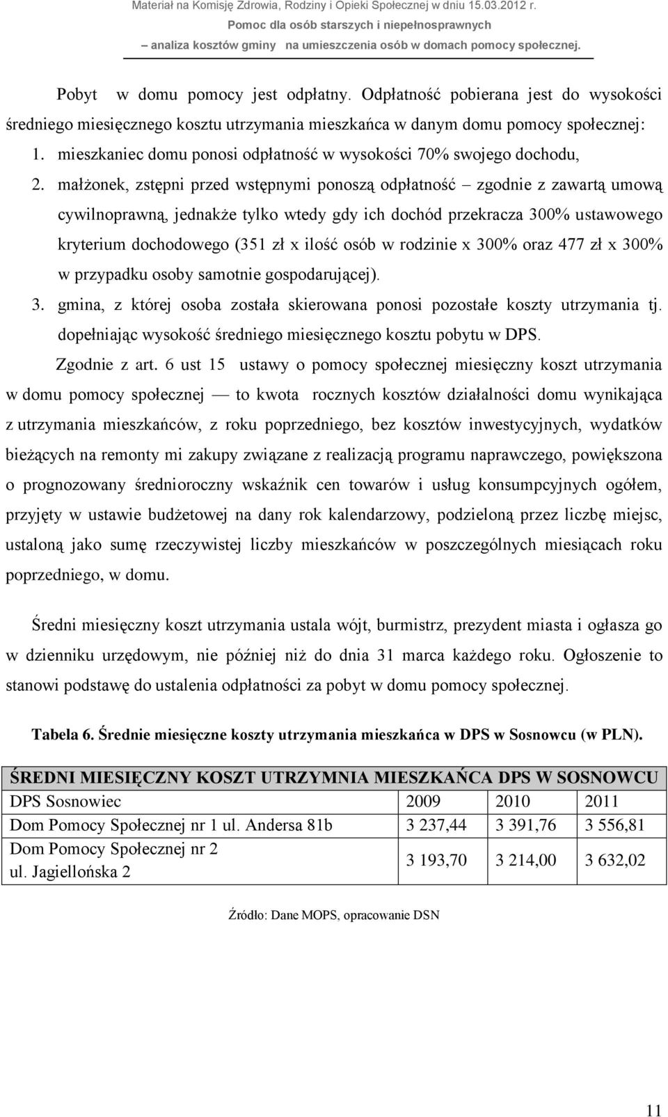 małżonek, zstępni przed wstępnymi ponoszą odpłatność zgodnie z zawartą umową cywilnoprawną, jednakże tylko wtedy gdy ich dochód przekracza 300% ustawowego kryterium dochodowego (351 zł x ilość osób w