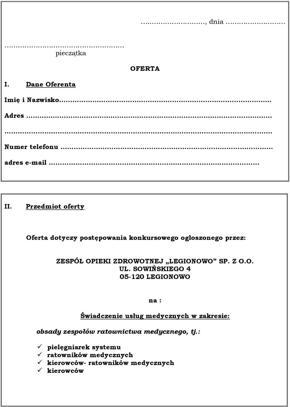 LEGIONOWO SP. Z O.O. UL.