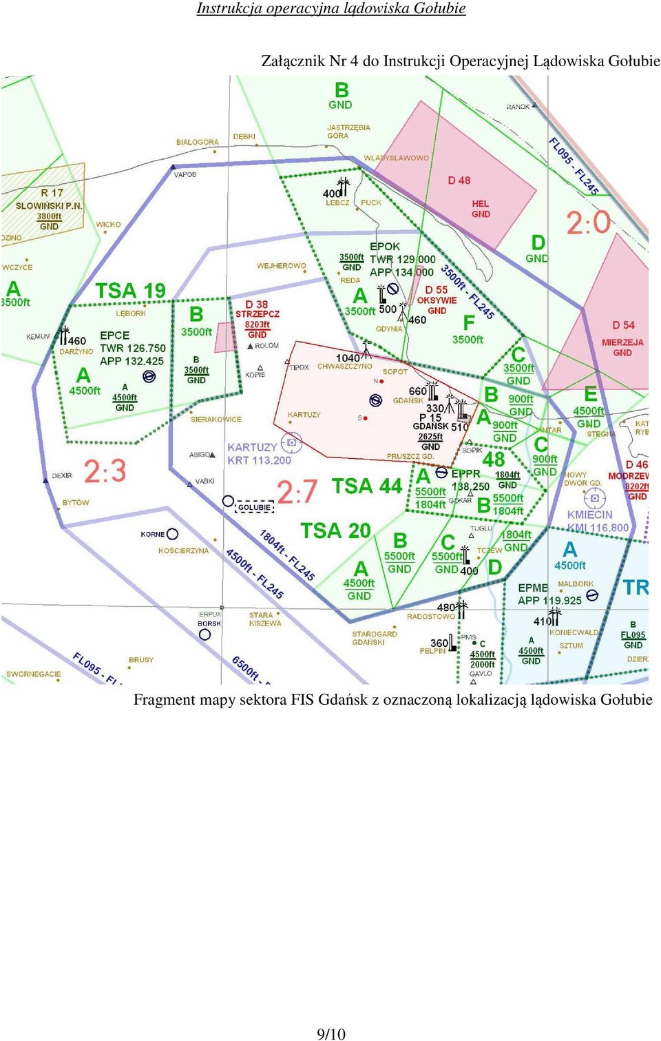Fragment mapy sektora FIS Gdańsk z