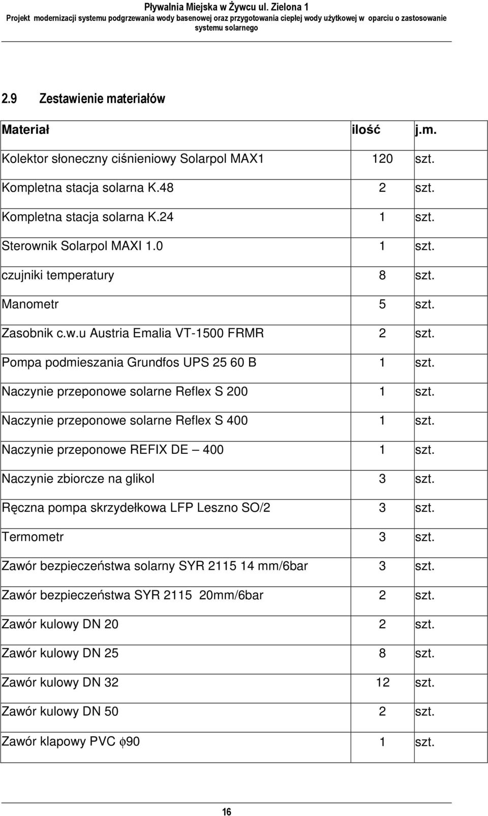 Naczynie przeponowe solarne Reflex S 200 1 szt. Naczynie przeponowe solarne Reflex S 400 1 szt. Naczynie przeponowe REFIX DE 400 1 szt. Naczynie zbiorcze na glikol 3 szt.