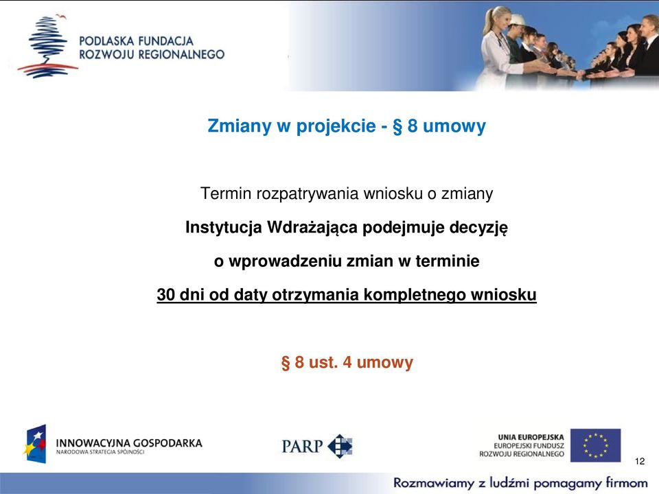 decyzję o wprowadzeniu zmian w terminie 30 dni od