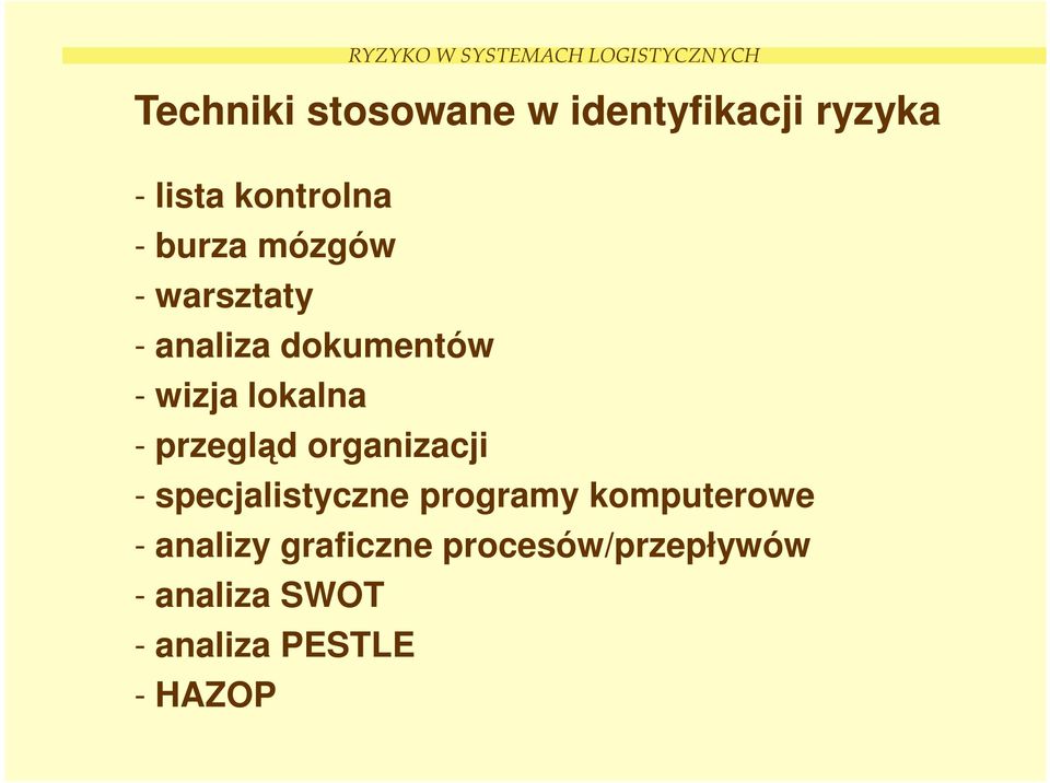 RYZYKO W SYSTEMACH LOGISTYCZNYCH - specjalistyczne programy komputerowe -