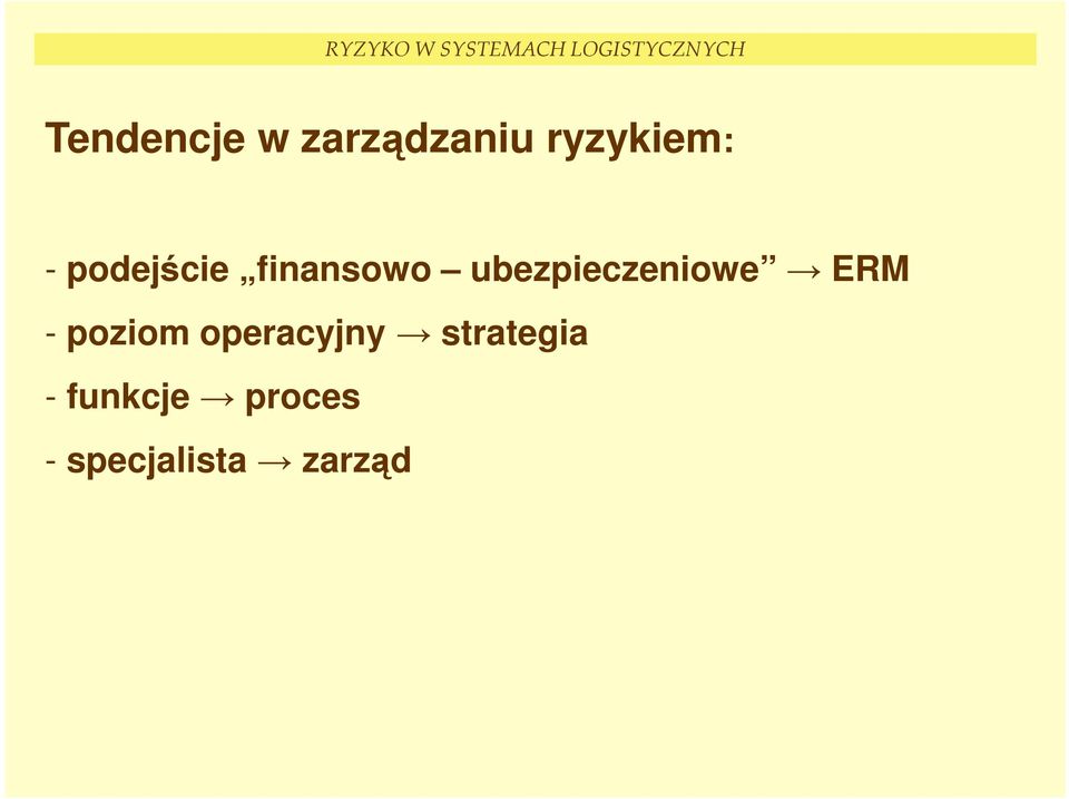 ERM - poziom operacyjny strategia -