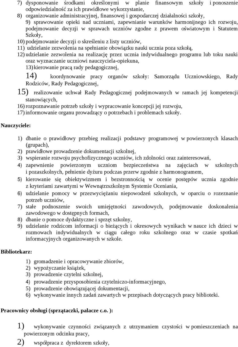 Szkoły, 10) podejmowanie decyzji o skreśleniu z listy uczniów, 11) udzielanie zezwolenia na spełnianie obowiązku nauki ucznia poza szkołą, 12) udzielanie zezwolenia na realizację przez ucznia