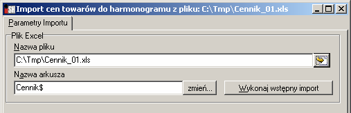 Harmonogram zmian cen - możliwość importu cen z pliku Excel a W narzędziu Harmonogram zmian cen dodano możliwość importu cen z pliku Excel a. Pozwala to w szczególności na import cenników z Excel'a.