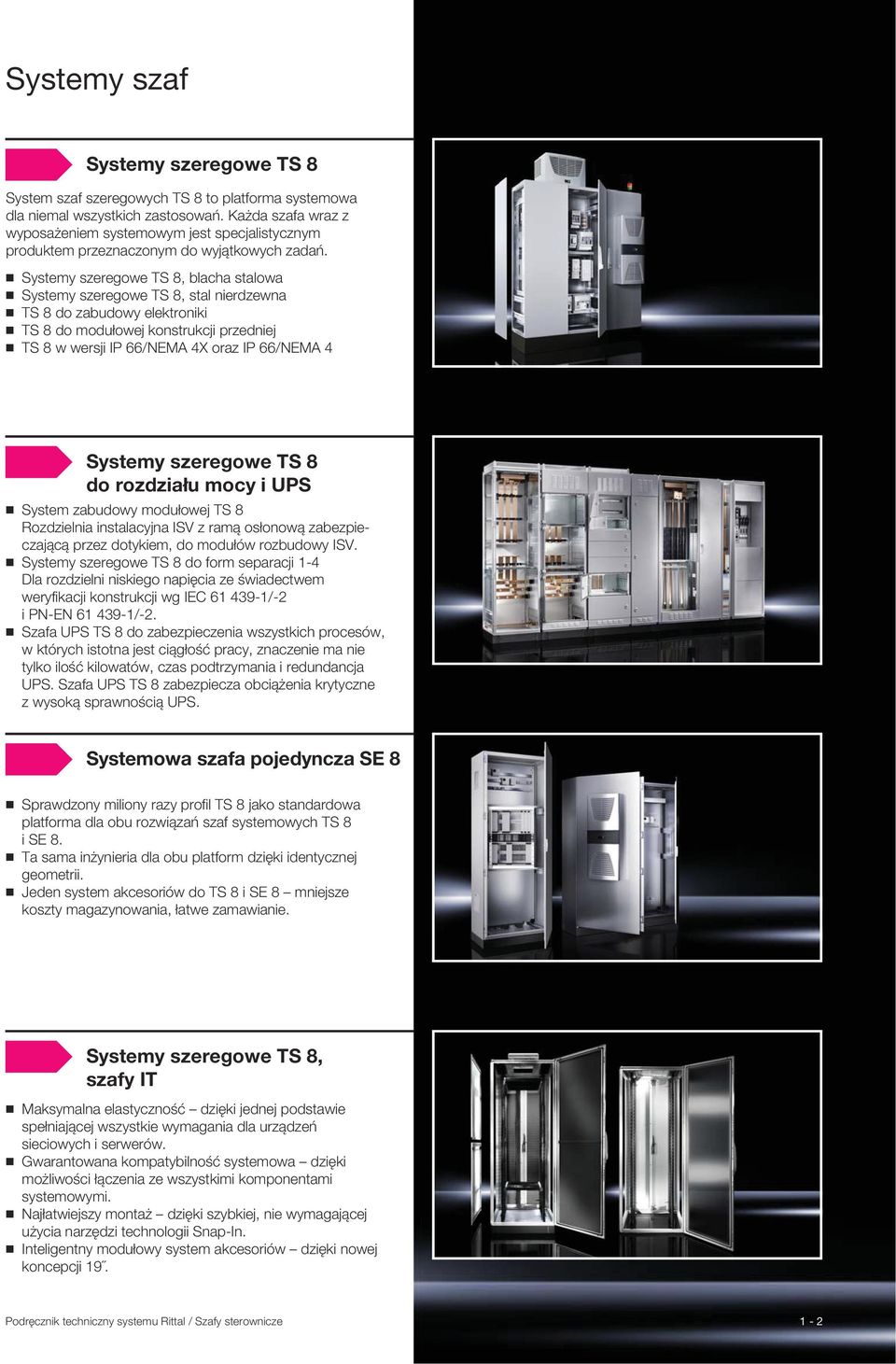 Systemy szeregowe TS 8, blacha stalowa Systemy szeregowe TS 8, stal nierdzewna TS 8 do zabudowy elektroniki TS 8 do modułowej konstrukcji przedniej TS 8 w wersji IP 66/NEMA 4X oraz IP 66/NEMA 4