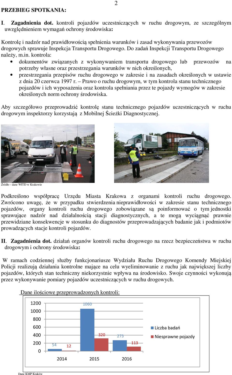 drogowych sprawuje Inspekcja Transportu Drogowego. Do zadań Inspekcji Transportu Drogowego należy, m.in.