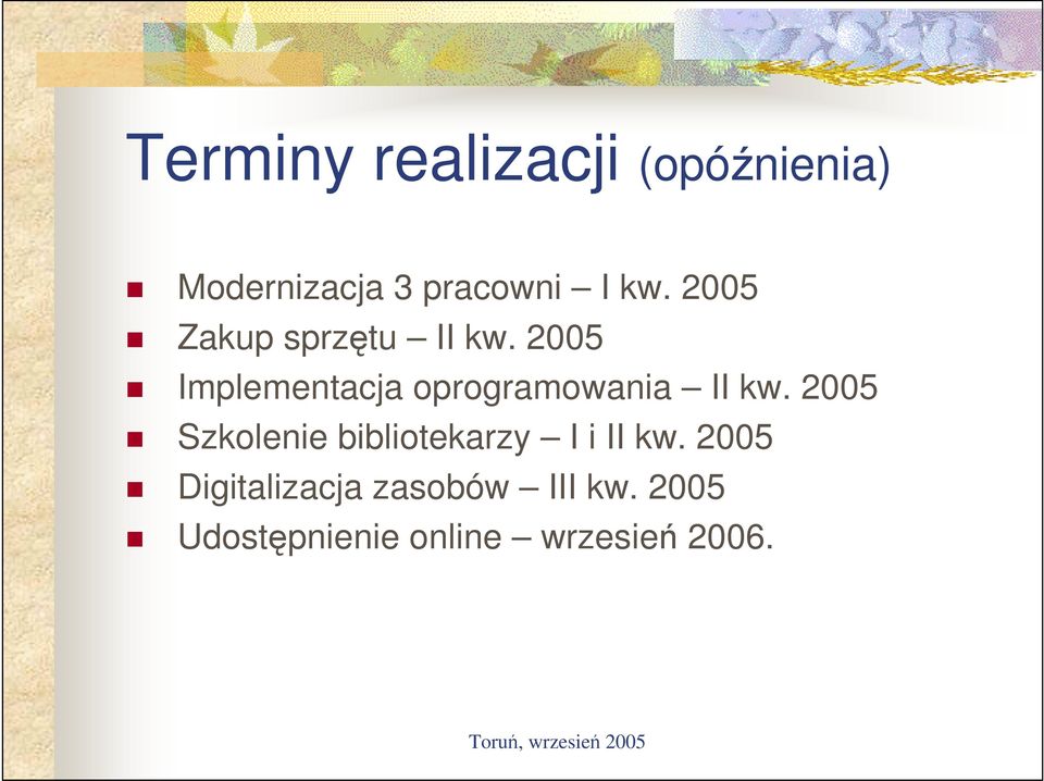 2005 Implementacja oprogramowania II kw.