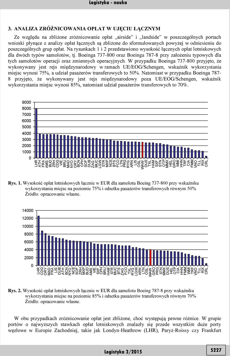 Boeinga 737-800 oraz Boeinga 787-8 przy założeniu typowych dla tych samolotów operacji oraz zmiennych operacyjnych.