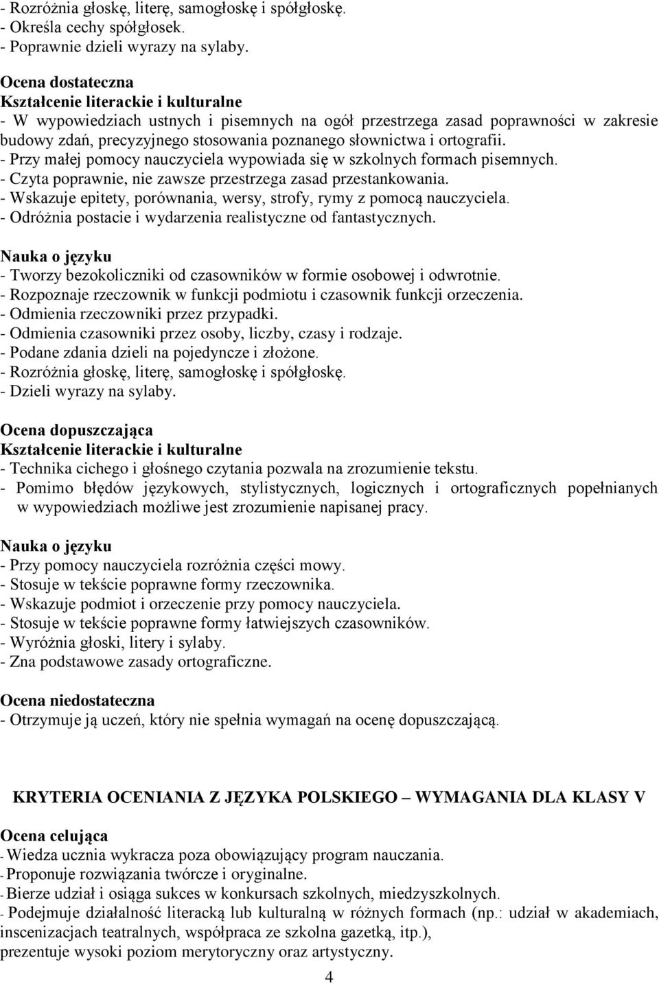 - Przy małej pomocy nauczyciela wypowiada się w szkolnych formach pisemnych. - Czyta poprawnie, nie zawsze przestrzega zasad przestankowania.