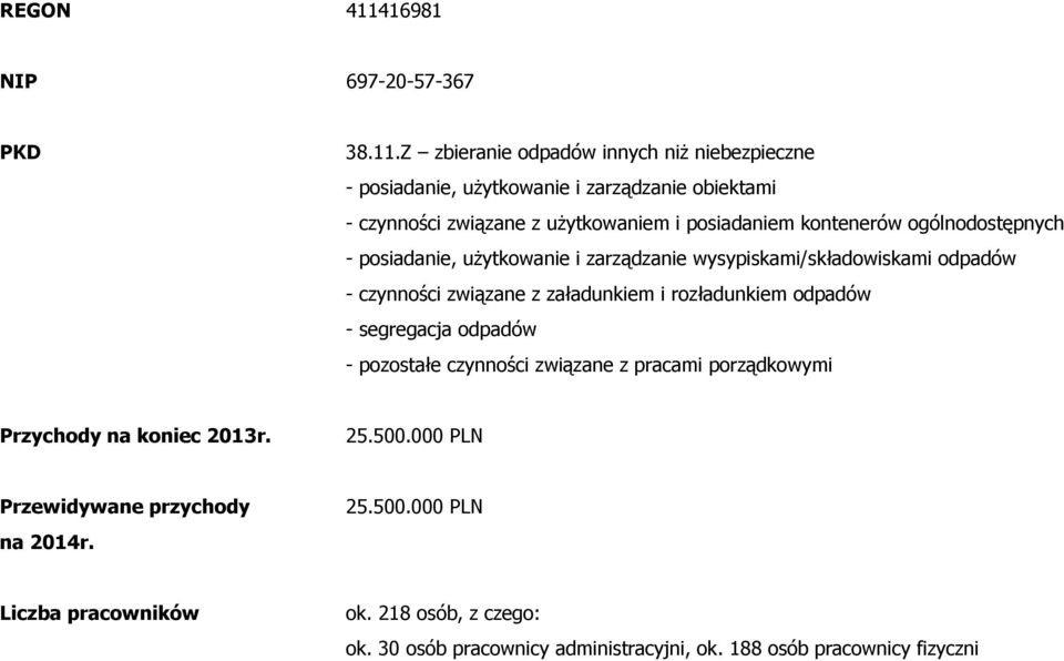 Z zbieranie odpadów innych niŝ niebezpieczne - posiadanie, uŝytkowanie i zarządzanie obiektami - czynności związane z uŝytkowaniem i posiadaniem kontenerów