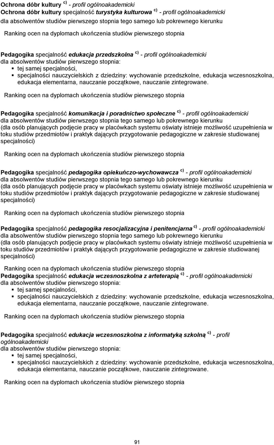 opiekuńczowychowawcza c) profil Pedagogika specjalność pedagogika resocjalizacyjna i penitencjarna c) profil Pedagogika