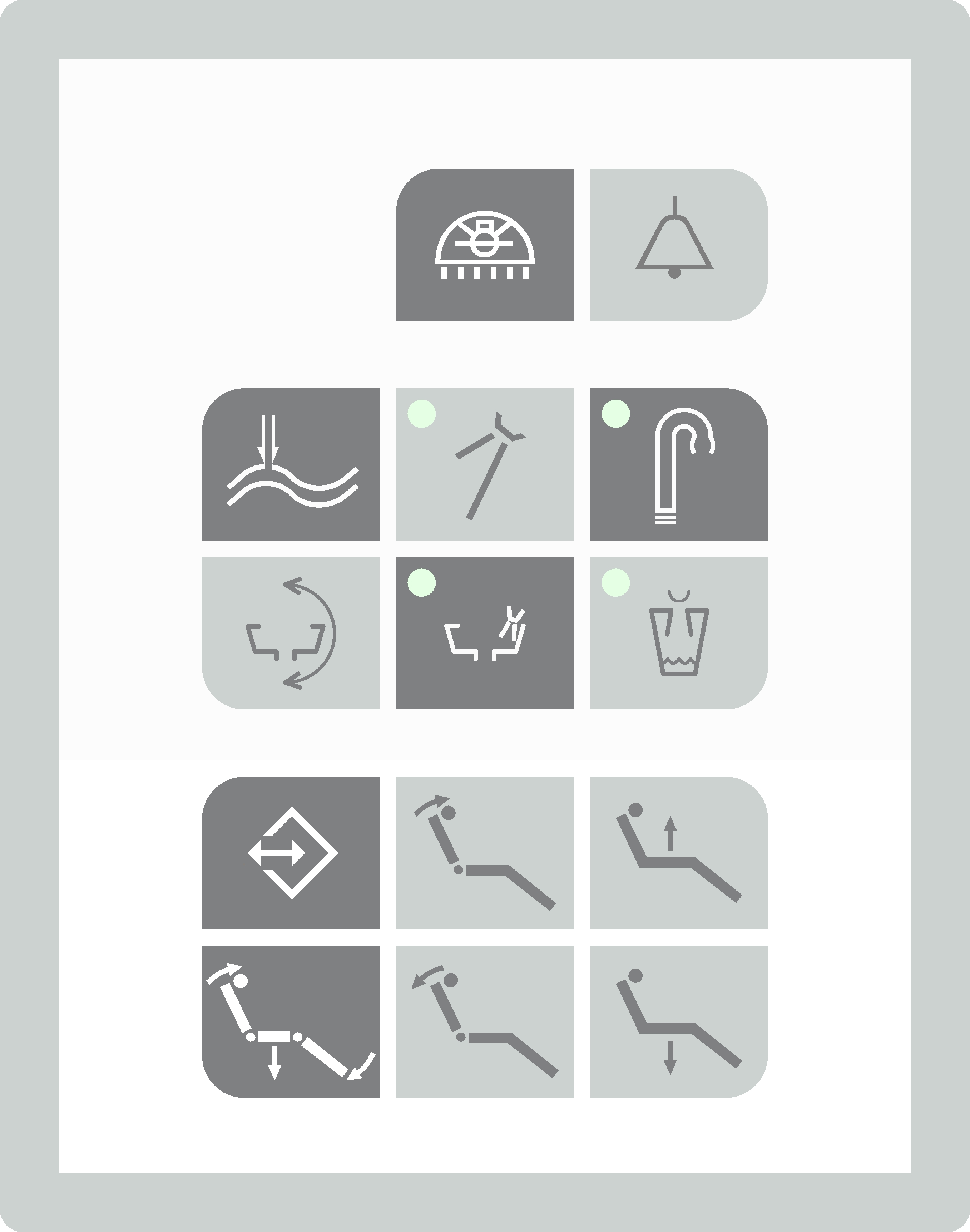 8.3.1 Stolik asysty Stolik asysty Klawiatura na stoliku asysty Symbol Opis Symbol Opis Symbol Opis (nieuŝywany) Lampa bezcieniowa Otwieranie drzwi Elektryczne sterowanie misą Dopisywanie oraz