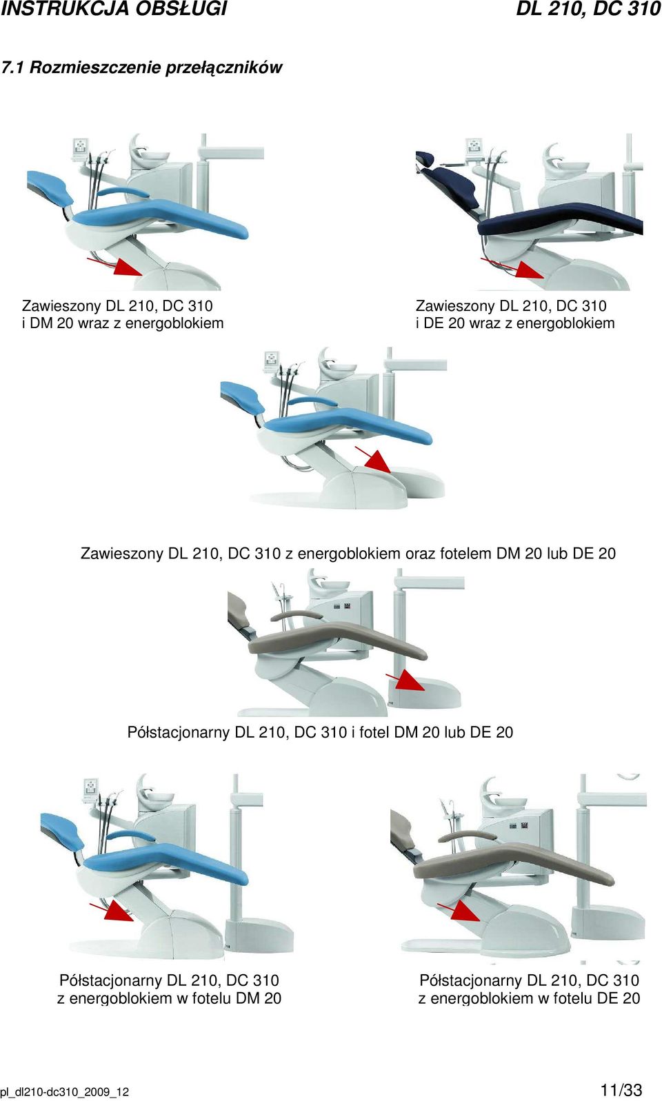 lub DE 20 Półstacjonarny DL 210, DC 310 i fotel DM 20 lub DE 20 Półstacjonarny DL 210, DC 310 z