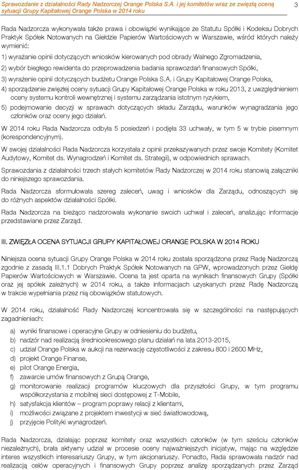 opinii dotyczących budżetu Orange Polska S.A.