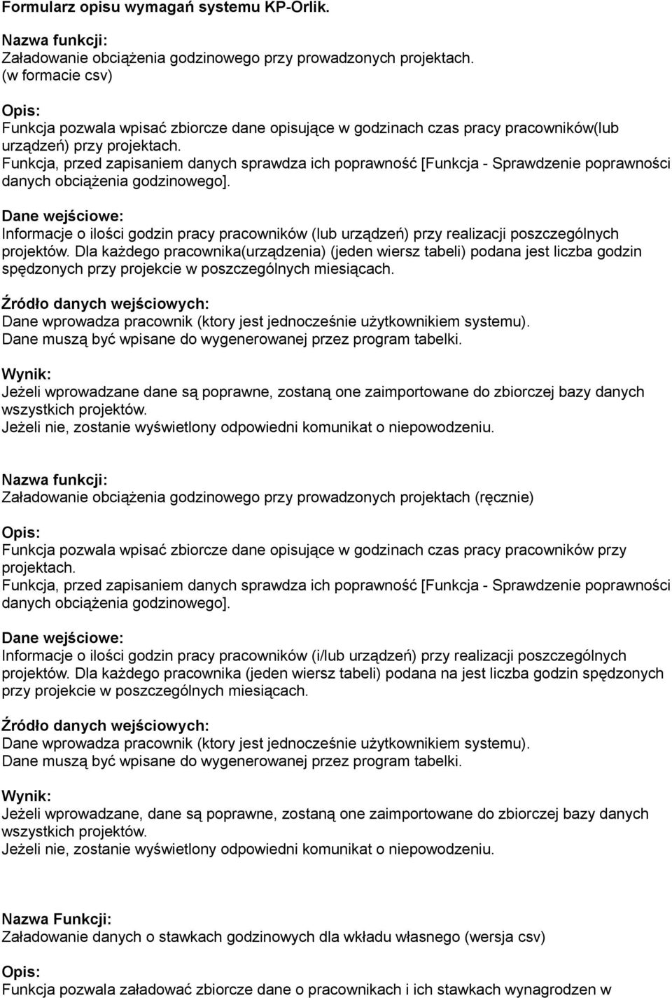 Funkcja, przed zapisaniem danych sprawdza ich poprawność [Funkcja - Sprawdzenie poprawności danych obciążenia godzinowego].