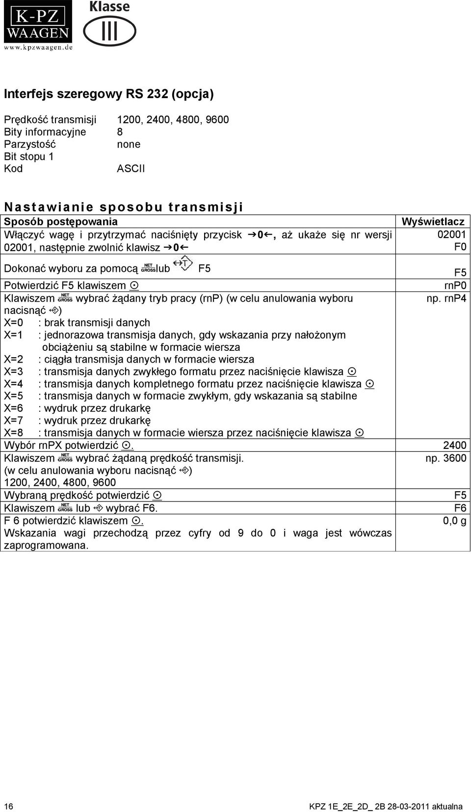 wybrać żądany tryb pracy (rnp) (w celu anulowania wyboru np.