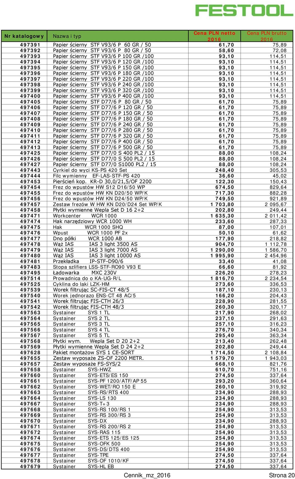 93,10 114,51 497398 Papier ścierny STF V93/6 P 240 GR /100 93,10 114,51 497399 Papier ścierny STF V93/6 P 320 GR /100 93,10 114,51 497400 Papier ścierny STF V93/6 P 400 GR /100 93,10 114,51 497405