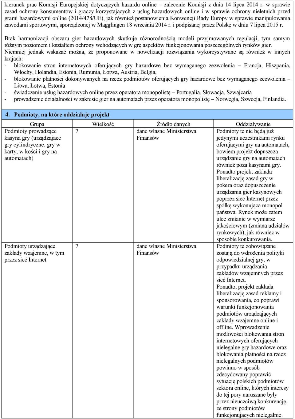 Rady Europy w sprawie manipulowania zawodami sportowymi, sporządzonej w Magglingen 18 września 2014 r. i podpisanej przez Polskę w dniu 7 lipca 2015 r.