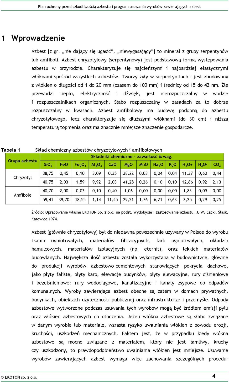 Tworzy Ŝyły w serpentynitach i jest zbudowany z włókien o długości od 1 do 20 mm (czasem do 100 mm) i średnicy od 15 do 42 nm.