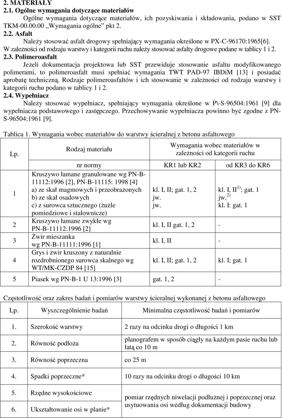 Polimeroasfalt JeŜeli dokumentacja projektowa lub SST przewiduje stosowanie asfaltu modyfikowanego polimerami, to polimeroasfalt musi spełniać wymagania TWT PAD-97 IBDiM [13] i posiadać aprobatę