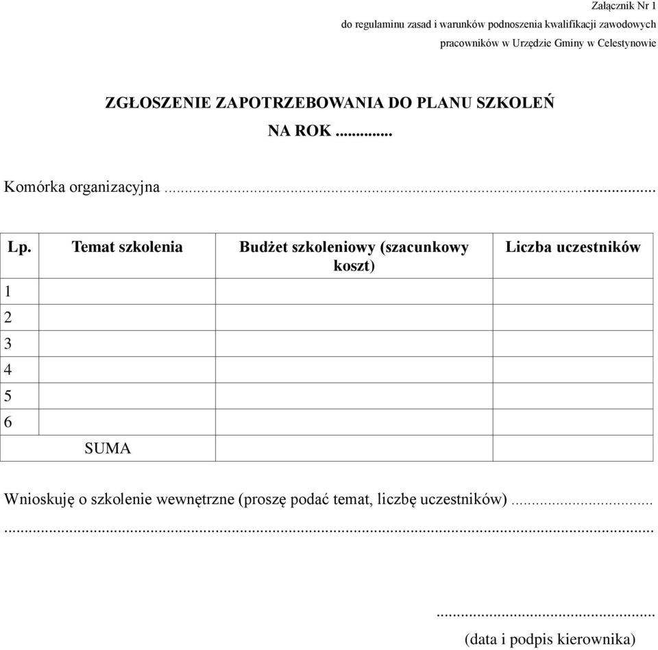 .. Komórka organizacyjna... Lp.