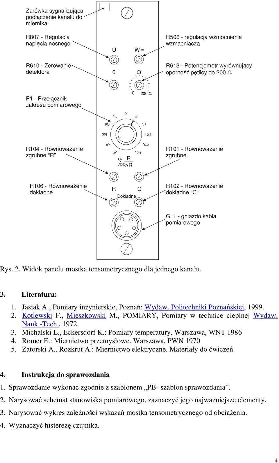 0. R104 - Równoważenie zgrubne R 0 W O O O R R 0.1 0.2 R101 - Równoważenie zgrubne R106 - Równoważenie dokładne R Dokładne C R102 - Równoważenie dokładne C G11 - gniazdo kabla pomiarowego Rys. 2.