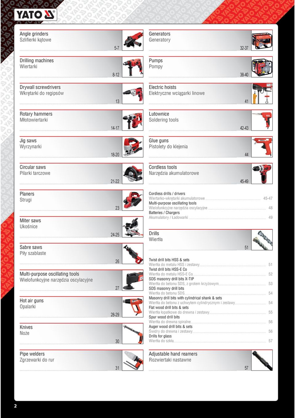 .. 27 Hot air guns Opalarki... 28-29 Knives Noże... 30 Pipe welders Zgrzewarki do rur... 31 Generators Generatory... 32-37 Pumps Pompy... 38-40 lectric hoists lektryczne wciągarki linowe.