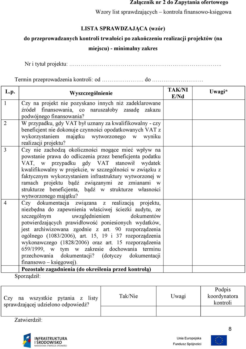 2 W przypadku, gdy VAT był uznany za kwalifikowalny - czy beneficjent nie dokonuje czynności opodatkowanych VAT z wykorzystaniem majątku wytworzonego w wyniku realizacji projektu?