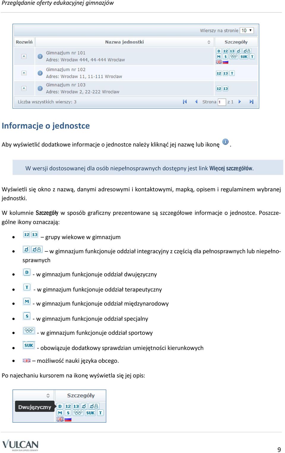 W kolumnie Szczegóły w sposób graficzny prezentowane są szczegółowe informacje o jednostce.