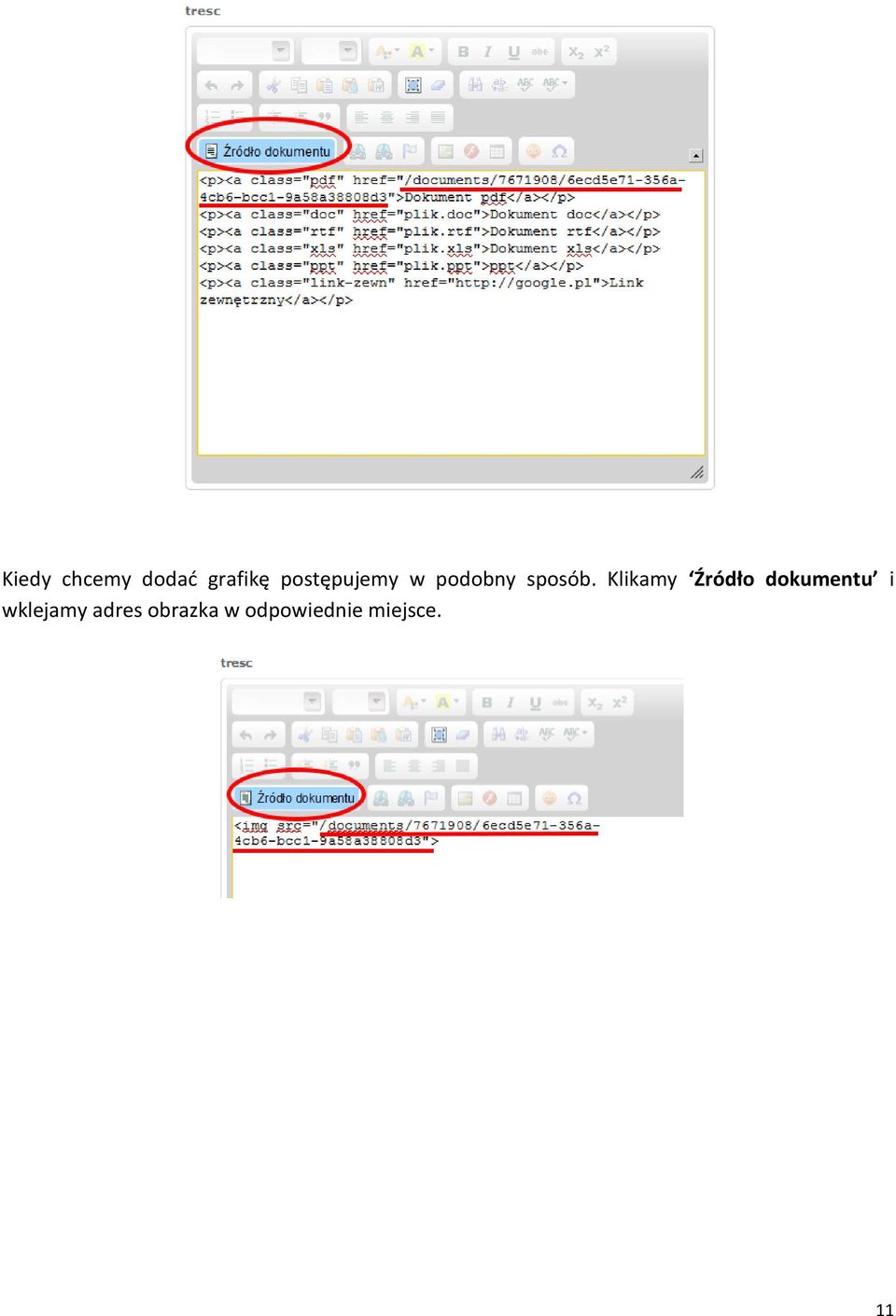 Klikamy Źródło dokumentu i