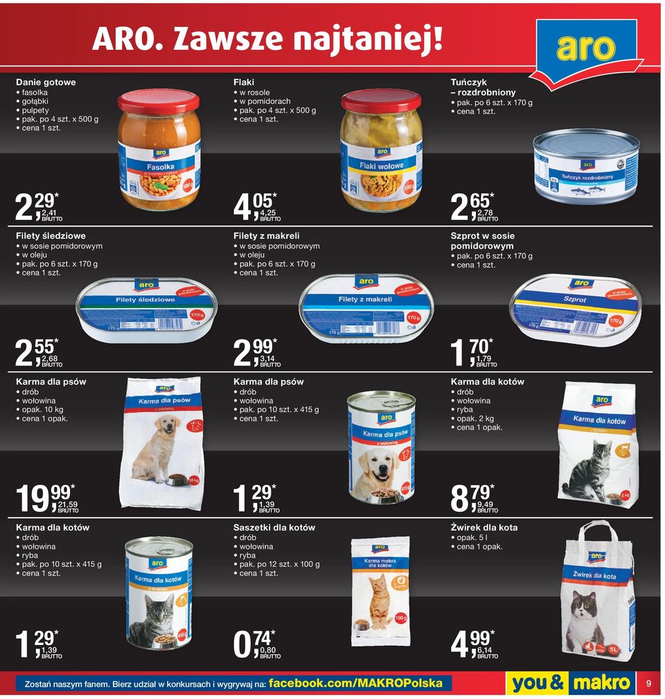 po 6 szt. x 170 g 2, 55* 2,68 Karma dla psów drób wołowina opak. 10 kg 2, 99* 3,14 Karma dla psów drób wołowina pak. po 10 szt. x 415 g 1, 70* 1,79 Karma dla kotów drób wołowina ryba opak.