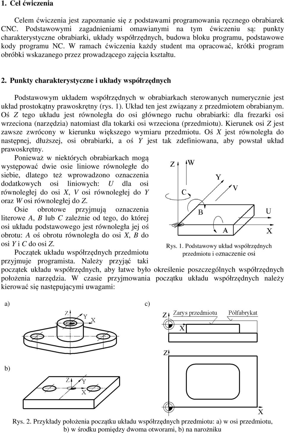 W ramach ćwiczenia każdy student ma opracować, krótki program obróbki wskazanego przez prowadzącego zajęcia kształtu. 2.