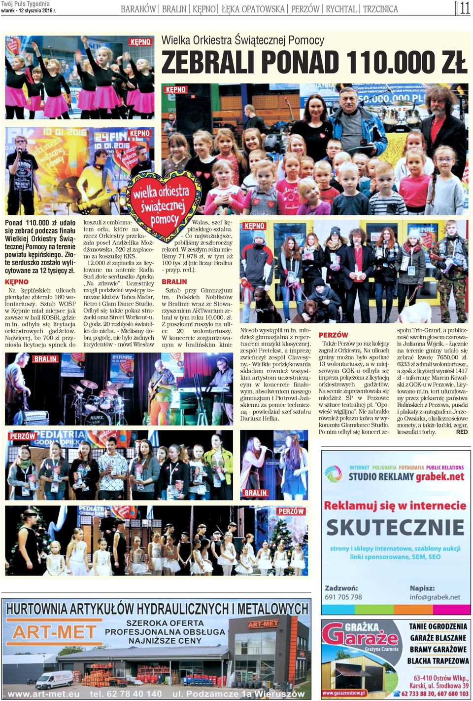 KÊPNO Na kêpiñskich ulicach pieni¹dze zbiera³o 180 wolontariuszy. Sztab WOŒP w Kêpnie mia³ miejsce jak zawsze w hali KOSiR, gdzie m.in. odby³a siê licytacja orkiestrowych gad etów.