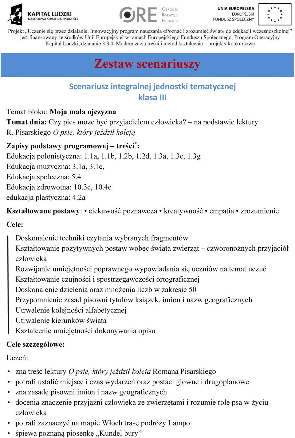 4 Edukacja zdrowotna: 10.3c, 10.4e edukacja plastyczna: 4.