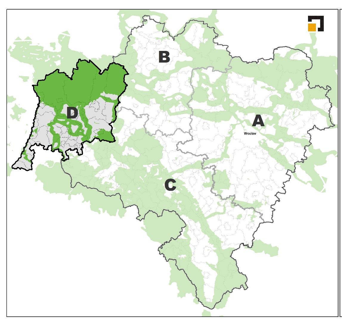 ZACHODNI Zachodni OBSZAR INTEGRACJI Rozwój przestrzenny w sferze przyrodniczo-kulturowej Wartości przyrodnicze: 14 Bory Dolnośląskie, objęte w całości ochroną NATURA 2000, Dolina Nysy Łużyckiej rzeka