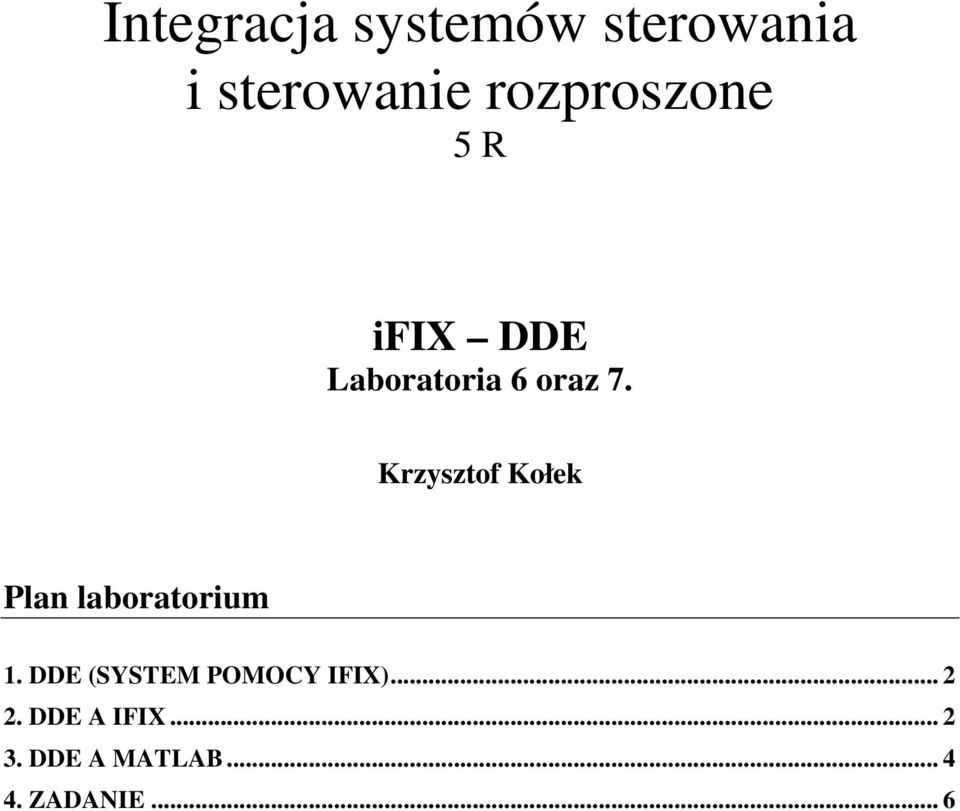 Krzysztof Kołek Plan laboratorium 1.