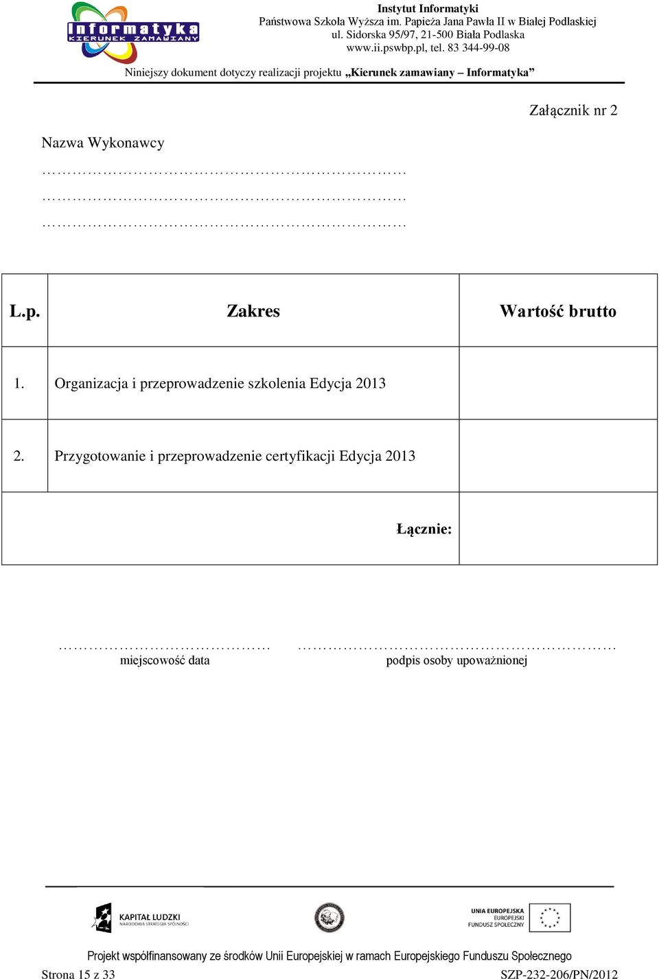 Przygotowanie i przeprowadzenie certyfikacji Edycja 2013
